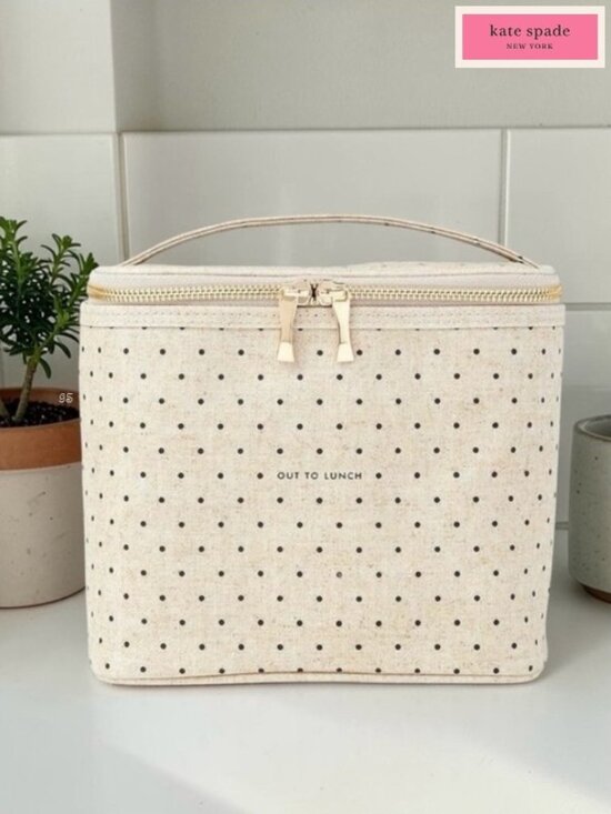 kate spade Handbags - 🎉HP🎉 Kate Spade Coated‑Linen “Out to Lunch” Polka Dot Insulated Lunch Bag – NWOT